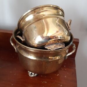 Vintage Brass Plant Pot Set